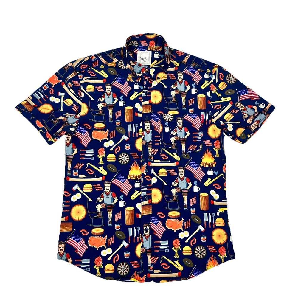 RSVLTS Parks and Rec Button Up Shirt Ron Swanson Medium